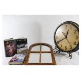 CGE Metal Frame Wall VTG Clock, Hard Cover Books