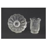 Pressed Glass Decorative Vase & Display Bowl