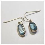 10K Yellow Gold Blue Zircon app 4 ct  Earrings