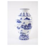 Chinese-Style Blue & White Porcelain Vase