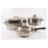 Stainless Roaster, Lidded Pot & Frying Pan