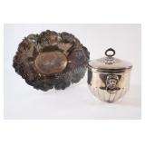 VTG Silver-Plated Floral Bowl & Lion Ice Bucket