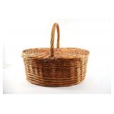 Natural Brown Wicker Double Lid Picnic Basket