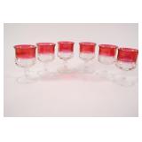 Tiffin Glass Ruby Red Flash Thumbprint Stemware