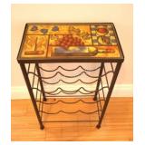 Metal Wine Rack w a Decorative Tile Finish