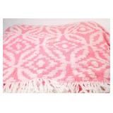 Pink & White Chenille Textured Single Bedspread