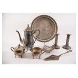 Silverplate Coffee Service Set w Candle Holders
