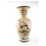 Floor Tube-Lined Floral Pattern Pottery Vase