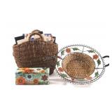 VTG Seagrass Tote, Metal & Wicker Basket, Books