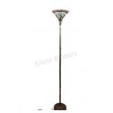 Torchiere Floor Lamp w Glass Rose Design Shade