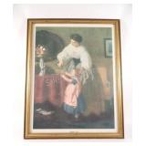 Framed Llithograph Print is Titled "Mother Love"