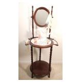 CTG Wooden Wash Stand w Ceramic Wash Basin Set