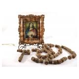 Sacred Heart of Jesus Frame w Wall Rosary