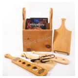 Wooden Cutting Boards , Magazine Holder, Books