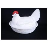 VTG Westmoreland Opaque Milk Glass Hen on Nest