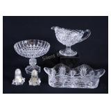 Crystal Compote, Sauce Boat, Biscuit Holder