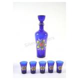 Bohemian Cobalt Blue Glass Decanter Set