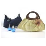 VTG  Wooden Handle Woven Purses & Perfume Bottles