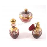 VTG Hand Painted Perfume Bottles & Powdered Jar