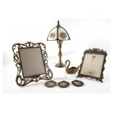 Italian Prints, Victorian Reverse-Painted Lamp