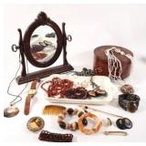 Collection of Costume Jewellery & Vanity Mirror