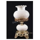 Classic Fenton Milk Glass Hobnail Electric Lamp.