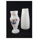 White Opaque & Hand Painted Vases