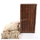 Handwoven Brown Wicker Laundry w Bed Cover