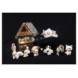 Miniature Bone China Figurines &Brass Mirror House