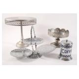 VTG Chrome & Stainless Cake Stands,Coffee Canister
