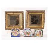 Porcelain 24K Trim Trinket w Wall Fleck Mirrors