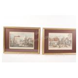 Hand Colored Steel Engraving Framed Artwork