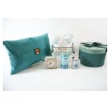 Turquoise Pillow, Candles, Westclox, 3PC Towel Set