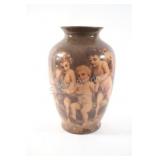 VTG Enesco Vase w Decorative Scene of Cherubs Vase