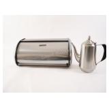 Stainless Cuisine Bread Box & Oneida Tea Pot