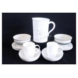 Milk Ceramic Pitcher w Breakfast Plates w Bowls