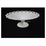 Anchor Hocking Lace Edge Milk Glass Cake Plate