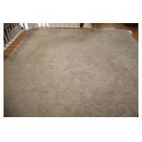 Low Pile Two Tone Beige Area Rug w Scroll Patterns