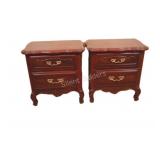 A-P Industries Pair of End Tables &Brass Hardware