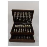Silver Plate Cutlery Set in Wood Case 5PC x 12