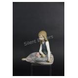 Lladro Porcelain Lady with Rose Figurine