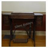 Singer Cast Iron Stand, Cabinet & Sewing Machine