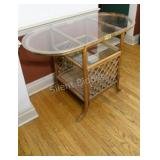 Peacock Natural & Black Tone Rattan Table