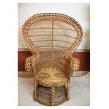 Peacock Natural & Black Tone Rattan Chair