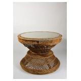 Peacock Natural & Black Tone Rattan Side Table