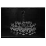 Cut Glass Decanter & Stemware Glasses
