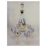 Hand Painted Floral Stemware Set with Decanter