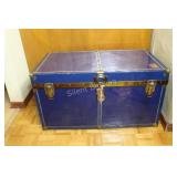 Blue Metal Union Steamer Trunk Luggage & Key