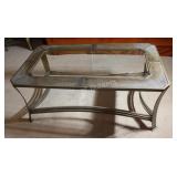 Brushed Metal, Tile Slate & Beveled Glass Table