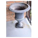 Black Cast Iron Urn Style Planter, Height 26"